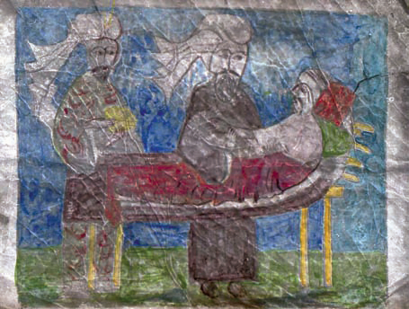 Medieval Armenian physicians examining a patient Gagik-Hetoumian Medical Book