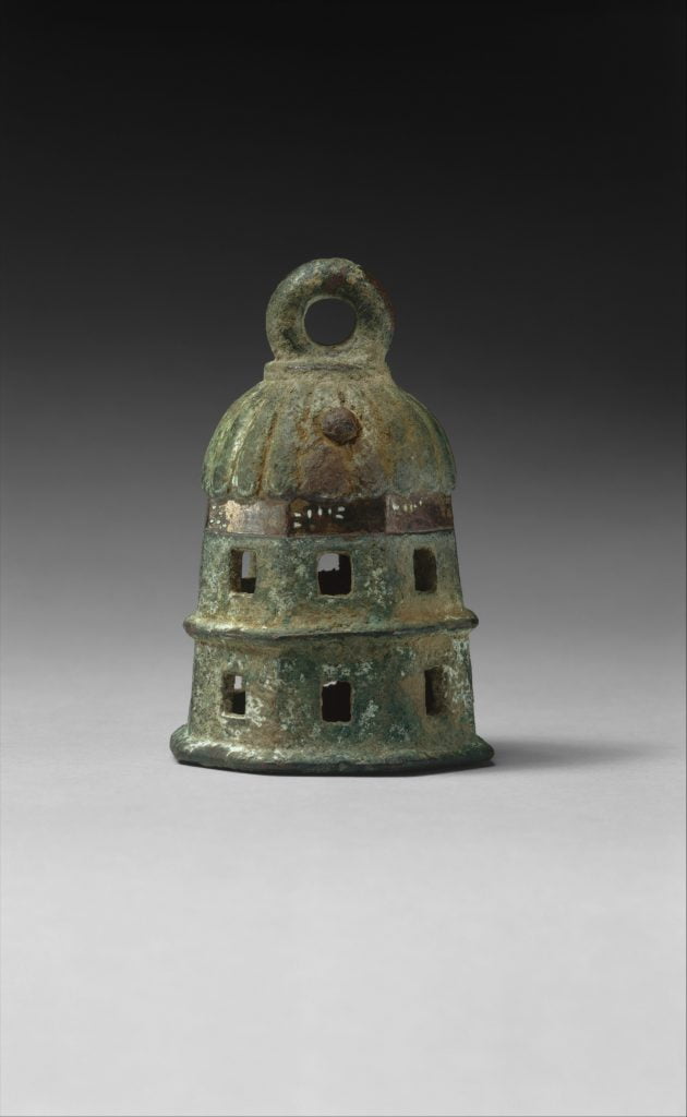 Urartian bell with inscription - 789–766 B.C. The Urartian cuneiform inscription reads: "From the arsenal of [King] Argishti."