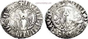 First king of Cilician Armenia - Levon I 1198-1219. Coronation Tram (Dram)
