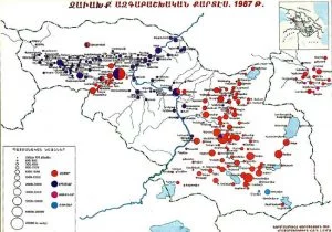 Demographic map of Samtskhe-Javakhk in 1987