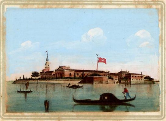 The island of San Lazzaro, with the monastery and the church of Mekhitarists